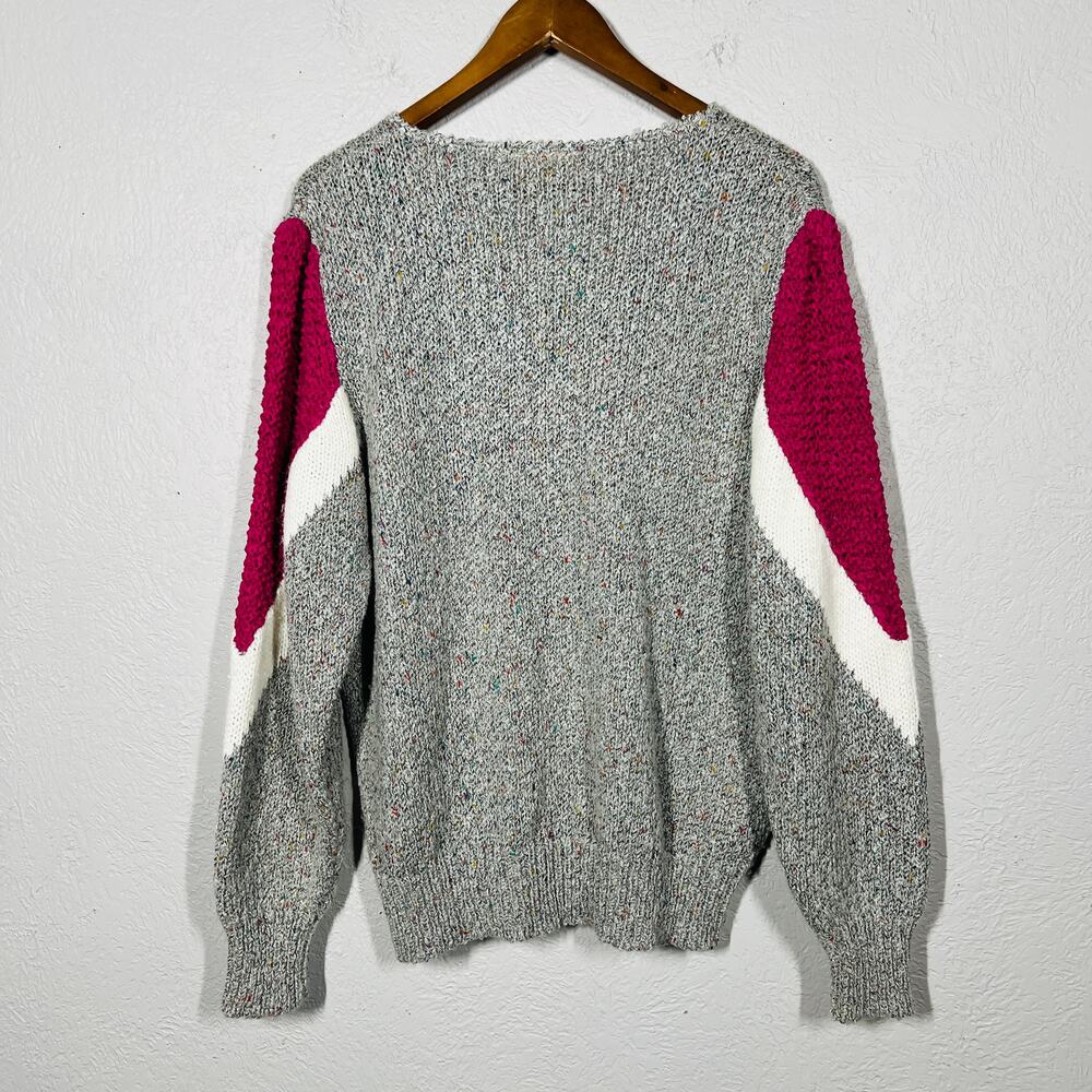 Vintage 80s Lady Lilly Wool Blend Sweater V Neck Long Sleeve - 42 - Picture 3 of 4